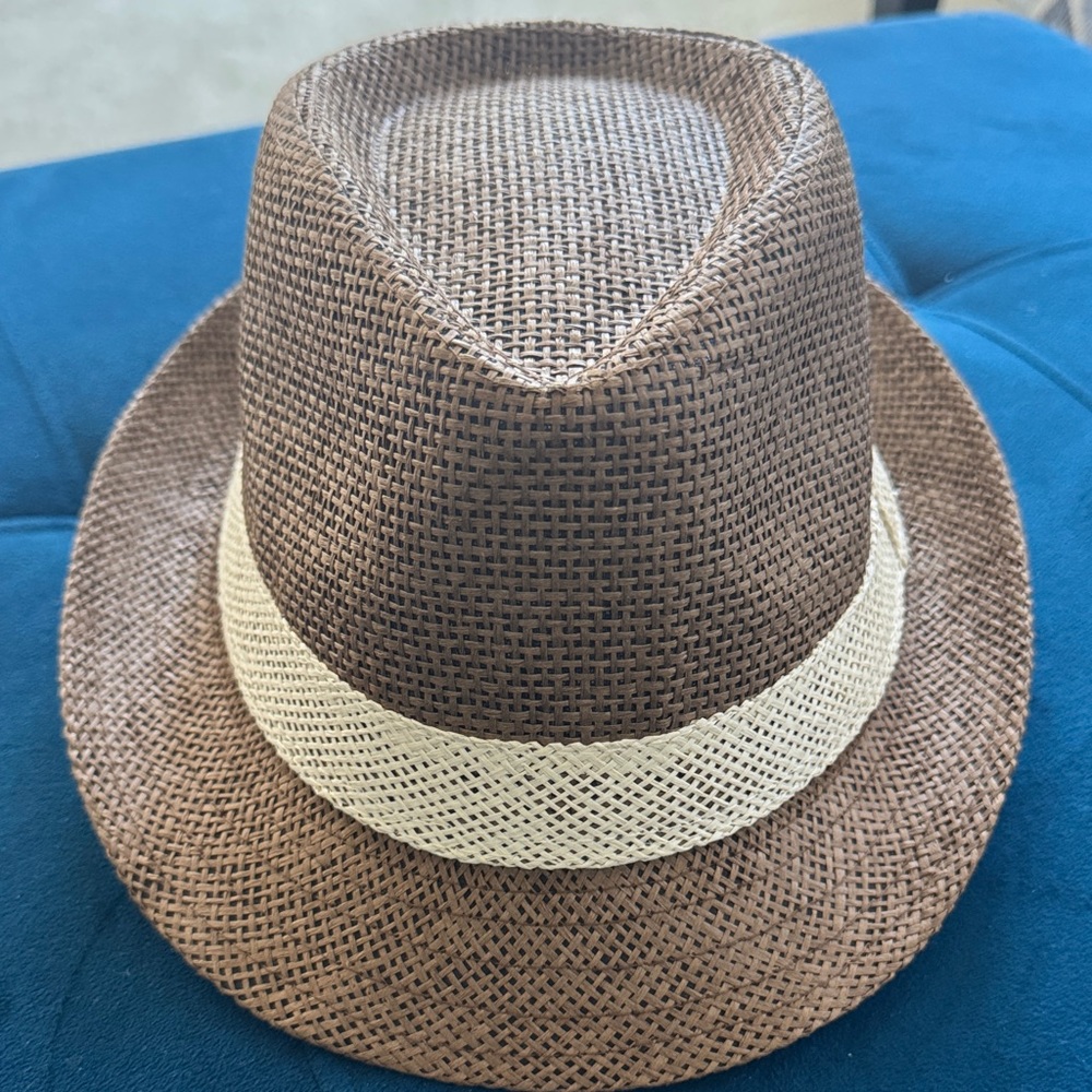 Amazon Brown Fedora Hat with Cream Band